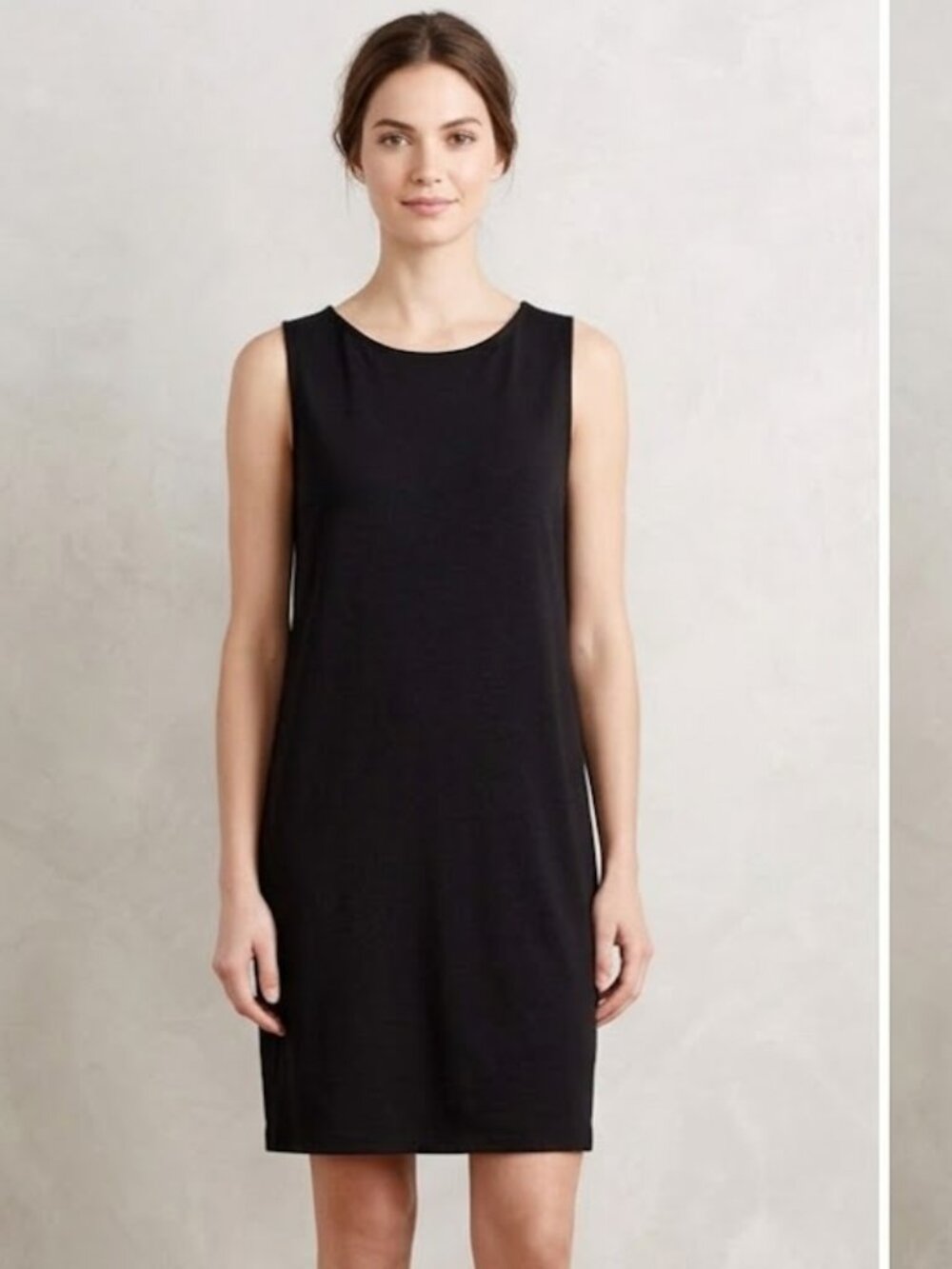 J. Jill Wearever New black sleeveless knit Pullover pleated Stretchy Dress, sz L